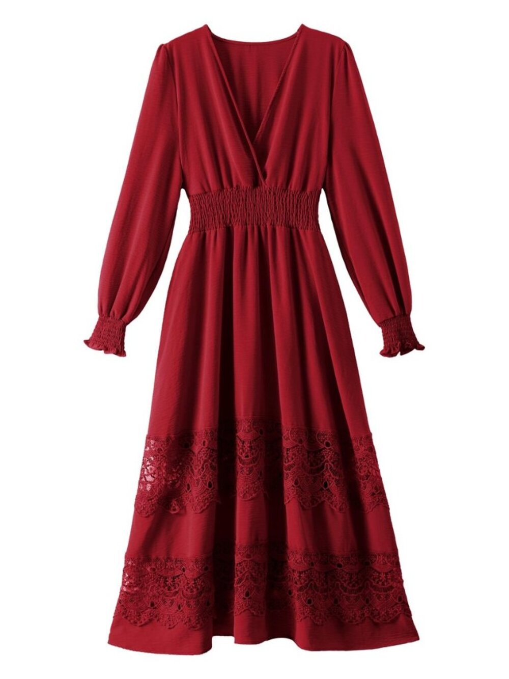 Long Sleeve Boho Maxi Dress for Women Lace Wedding Guest Dress